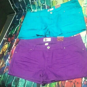 SO two pack lot shorts size 15 juniors purple and teal